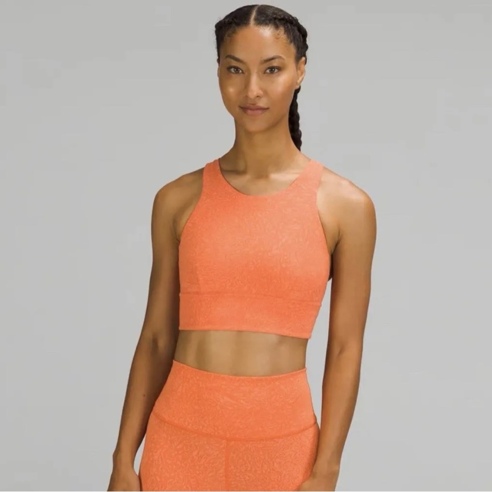 Lululemon Wunder Train Long-line coral sports bra